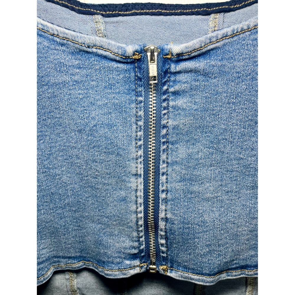 Happily Grey XL Denim Corset Crop Top NWT Medium Wash Zip Front Bustier Tank - Picture 5 of 7